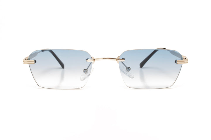 TOPAZ silver / gradient blue  rectangle sunglasses, front view