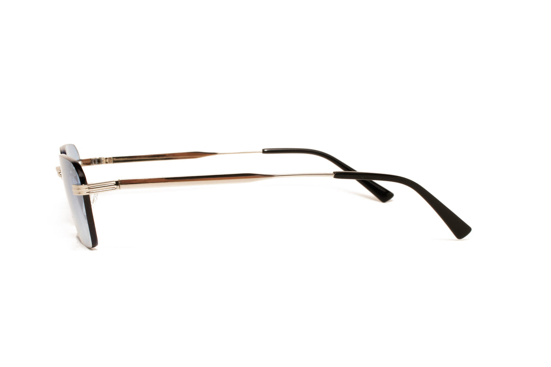 TOPAZ silver / gradient blue  rectangle sunglasses, side view