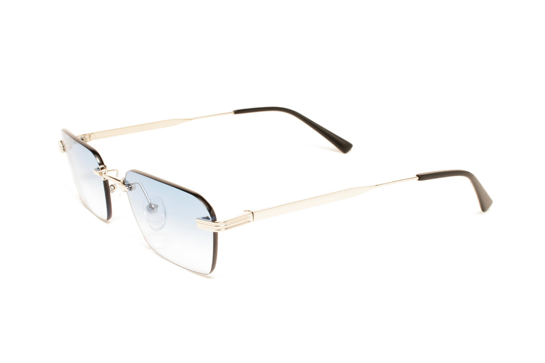 TOPAZ silver / gradient blue  rectangle sunglasses, top view