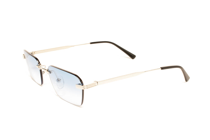 TOPAZ silver / gradient blue  rectangle sunglasses, top view