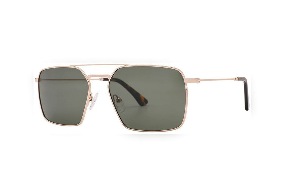VALEN gold polarized rectangle sunglasses, top view