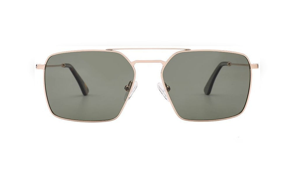 VALEN gold polarized rectangle sunglasses, front view