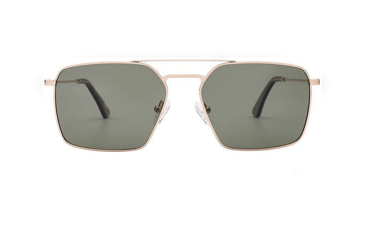 VALEN gold polarized rectangle sunglasses, front view