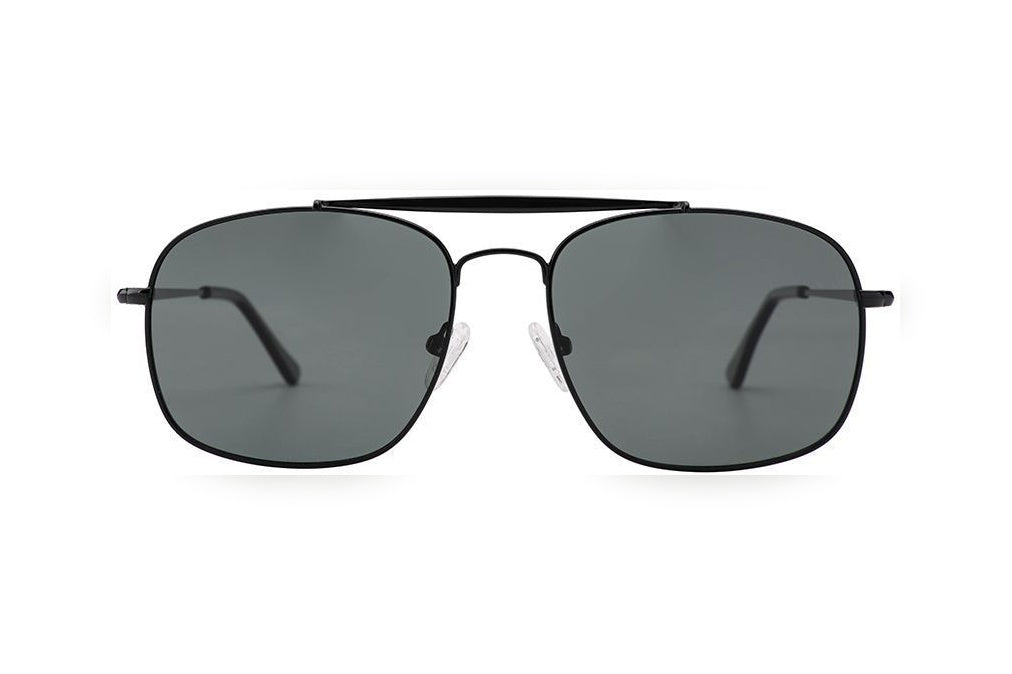 VIGGO black polarized rectangle sunglasses, front view