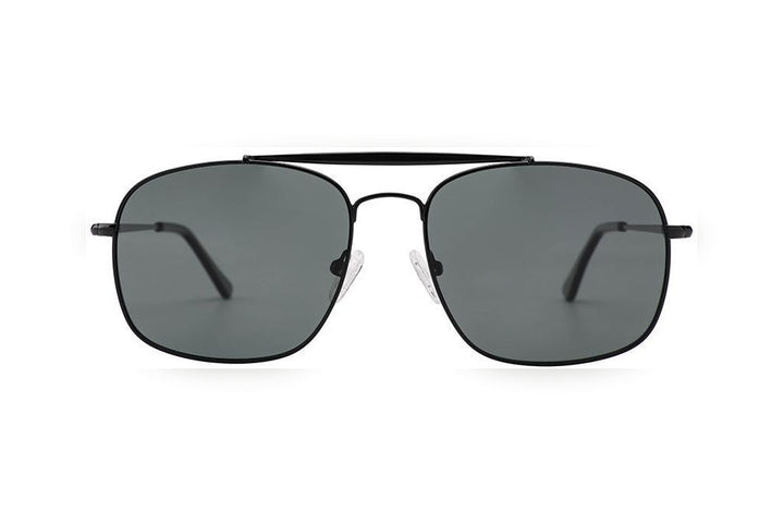 VIGGO black polarized rectangle sunglasses, front view