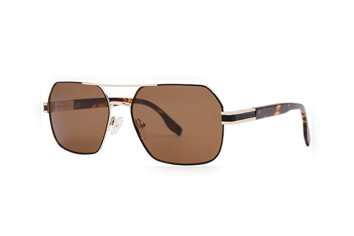 SOREN m.black/s.l.gold / brown polarized geometric sunglasses, top view