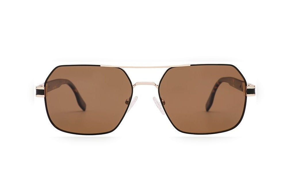 SOREN m.black/s.l.gold / brown polarized geometric sunglasses, front view