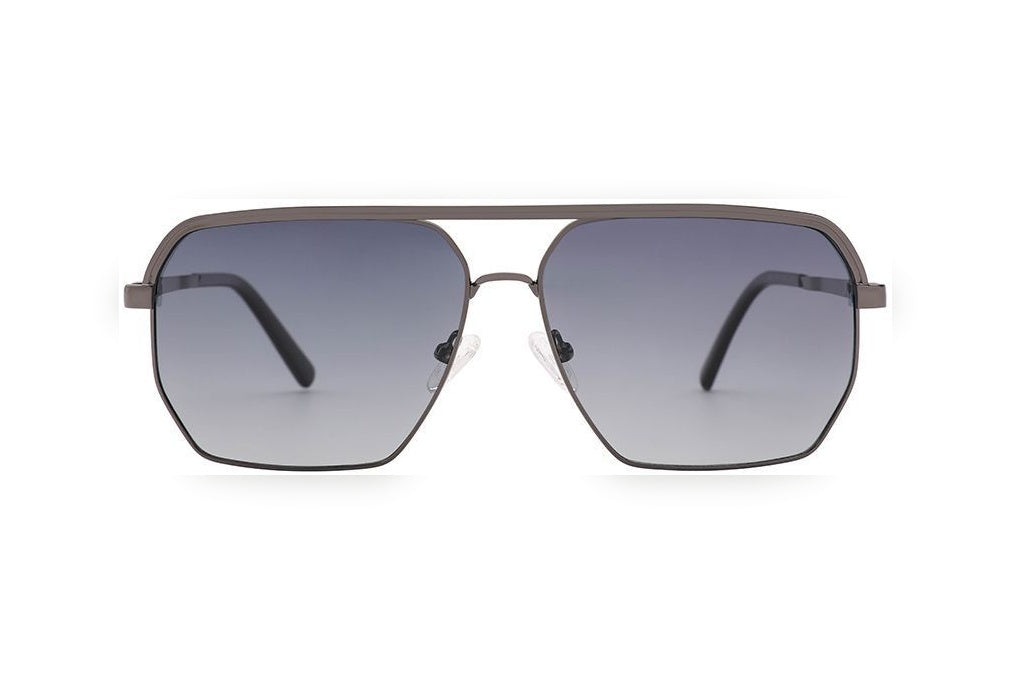 HUDSON s.d.gun / grey polarized aviator, geometric sunglasses, front view
