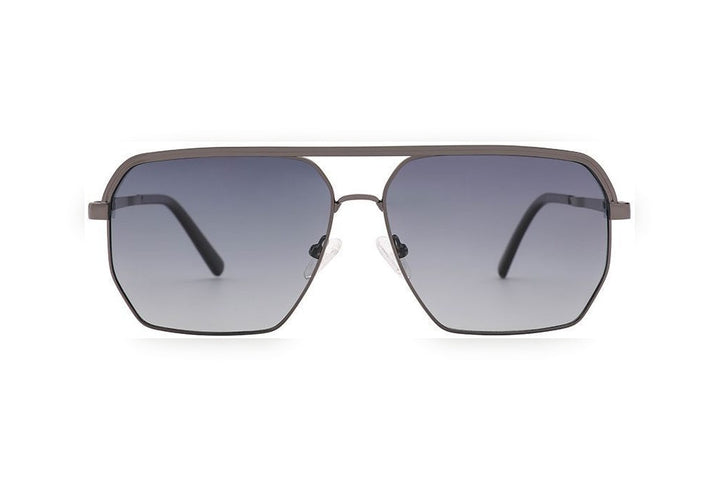 HUDSON s.d.gun / grey polarized aviator, geometric sunglasses, front view
