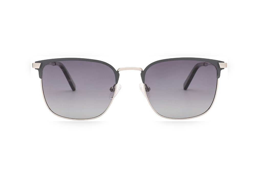 NORTH s.silver/m.d.gun / grey polarized round sunglasses, front view