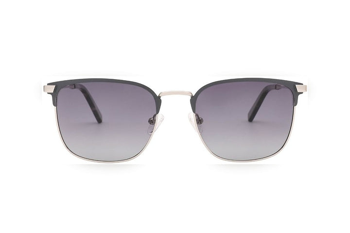 NORTH s.silver/m.d.gun / grey polarized round sunglasses, front view