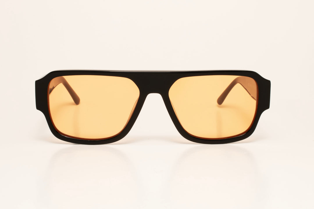 ZEPHYR black / yellow polarized square sunglasses, front view