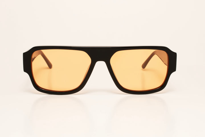 ZEPHYR black / yellow polarized square sunglasses, front view