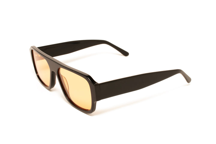 ZEPHYR black / yellow polarized square sunglasses, top view