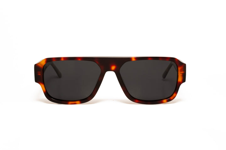 ZEPHYR tortoise / grey polarized square sunglasses, front view