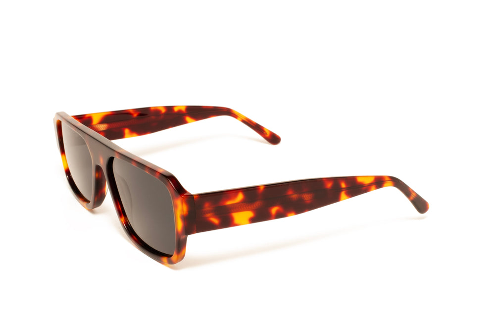 ZEPHYR tortoise / grey polarized square sunglasses, top view