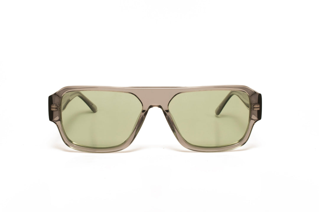 ZEPHYR crystal grey / mint green polarized square sunglasses, front view