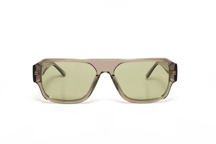 ZEPHYR crystal grey / mint green polarized square sunglasses, front view