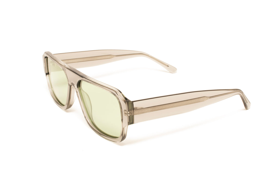 ZEPHYR crystal grey / mint green polarized square sunglasses, top view