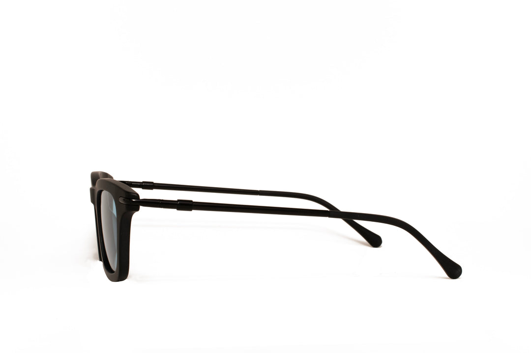 ARDEN black / blue polarized square sunglasses, side view