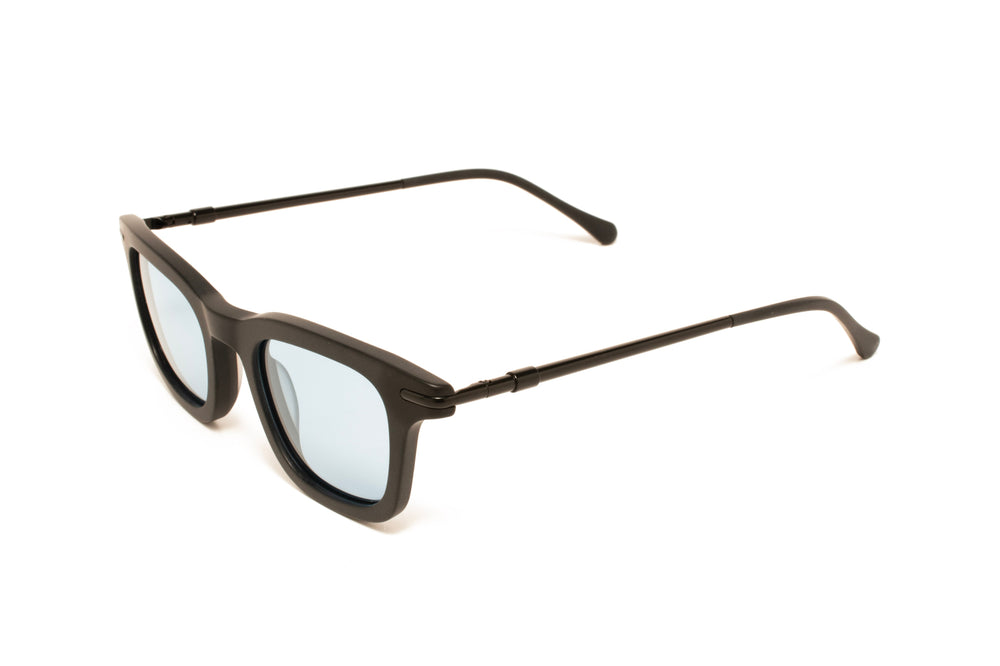 ARDEN black / blue polarized square sunglasses, top view