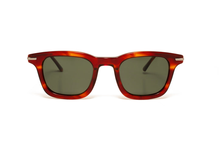 ARDEN tortoise / green polarized square sunglasses, front view
