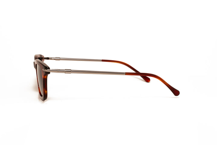 ARDEN tortoise / green polarized square sunglasses, side view