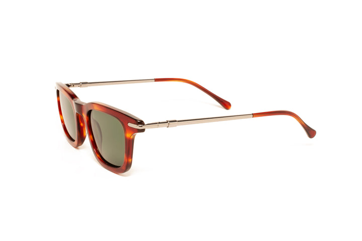 ARDEN tortoise / green polarized square sunglasses, top view