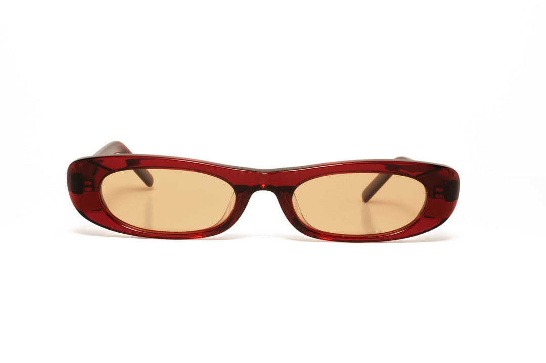 BLAIR crystal red / tea polarized cat-eye sunglasses, front view