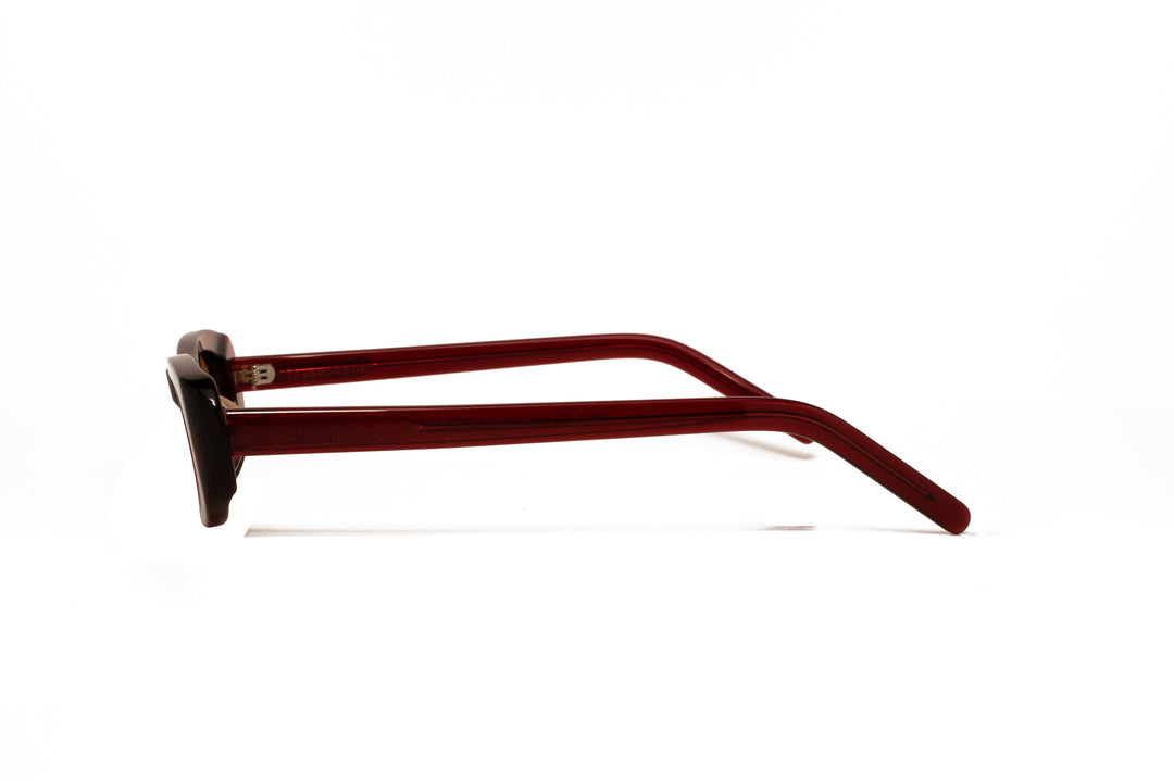 BLAIR crystal red / tea polarized cat-eye sunglasses, side view