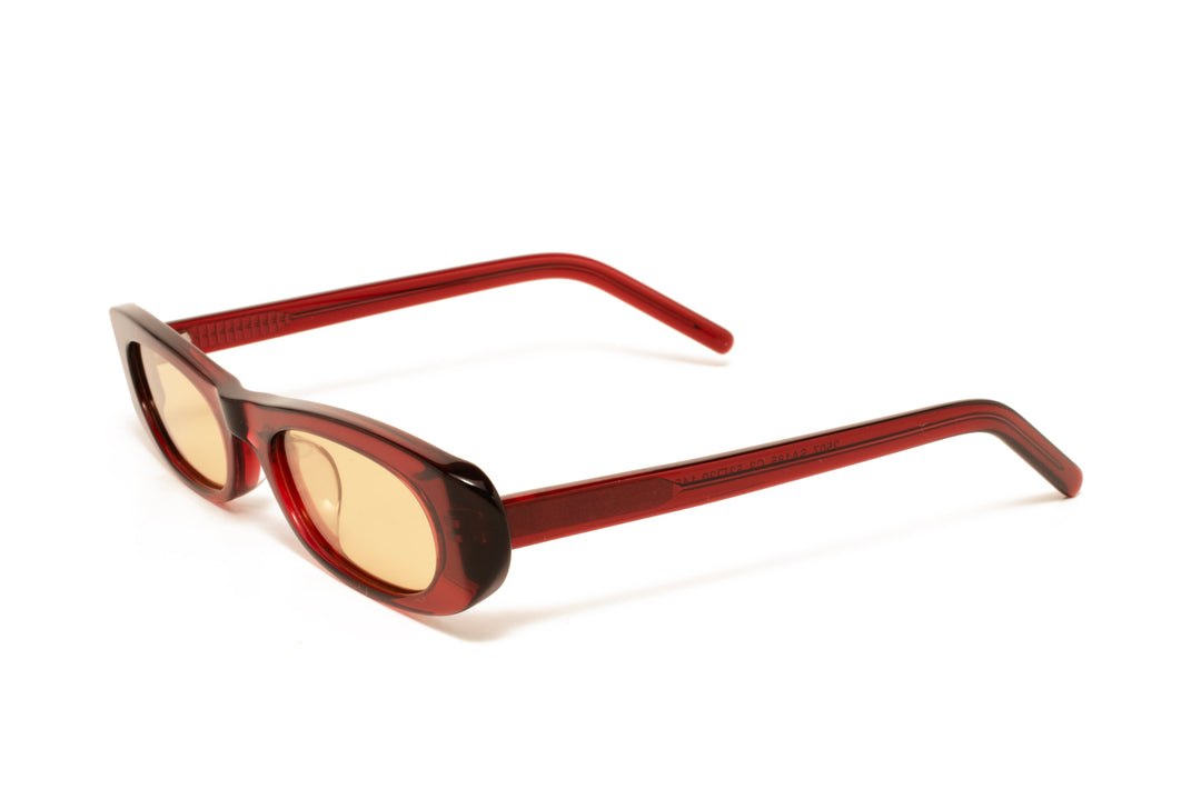 BLAIR crystal red / tea polarized cat-eye sunglasses, top view
