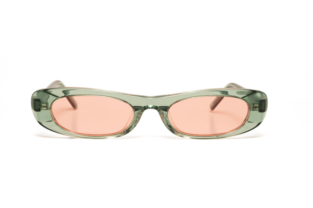 BLAIR crystal green / pink polarized cat-eye sunglasses, front view