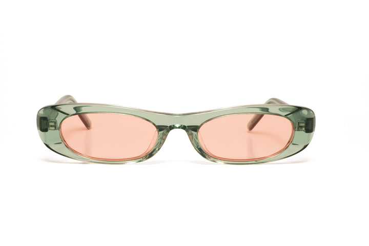 BLAIR crystal green / pink polarized cat-eye sunglasses, front view