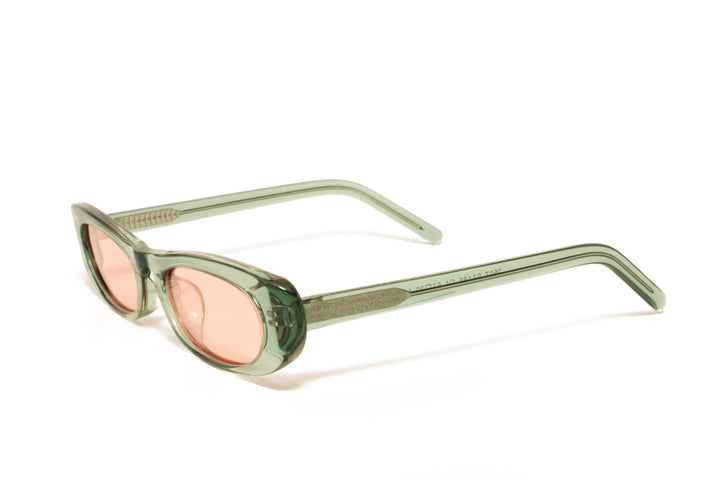 BLAIR crystal green / pink polarized cat-eye sunglasses, top view