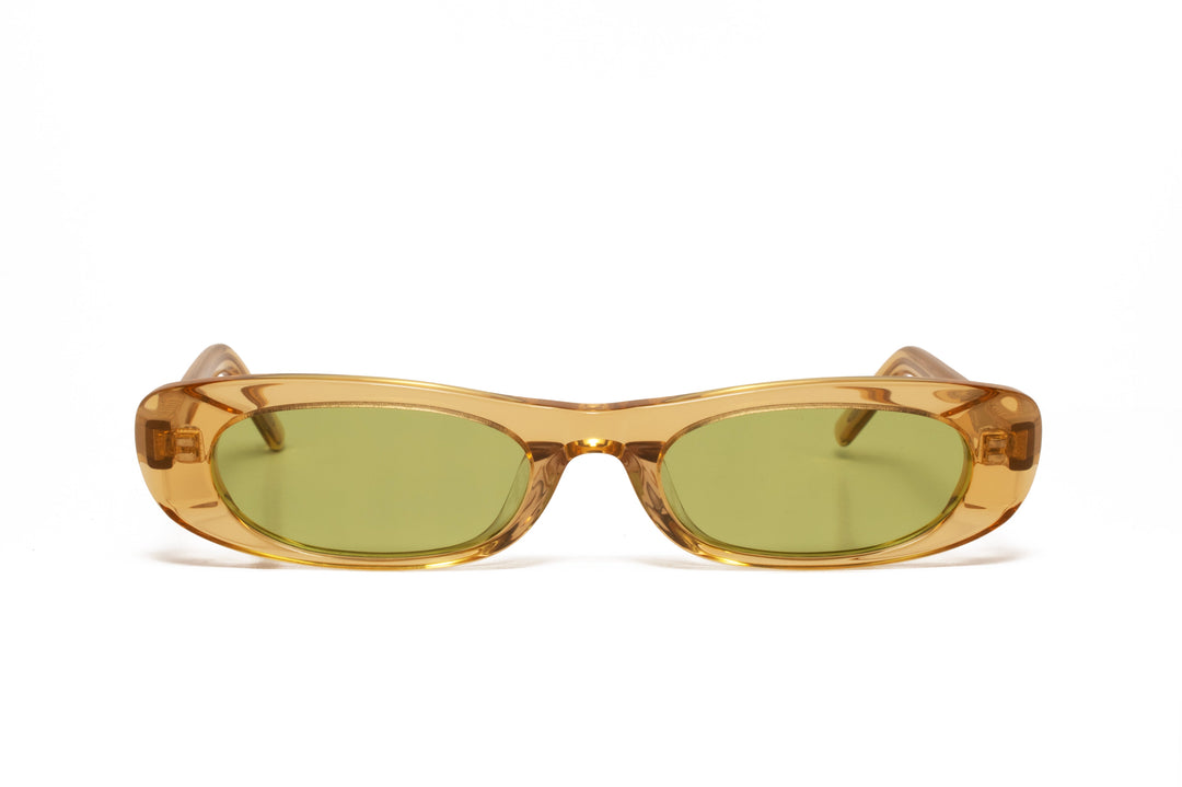 BLAIR crystal yellow / mint green polarized cat-eye sunglasses, front view