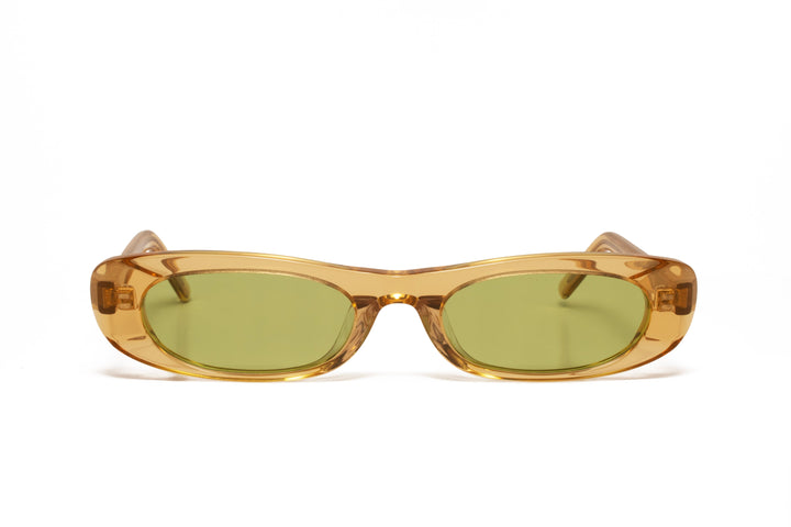 BLAIR crystal yellow / mint green polarized cat-eye sunglasses, front view