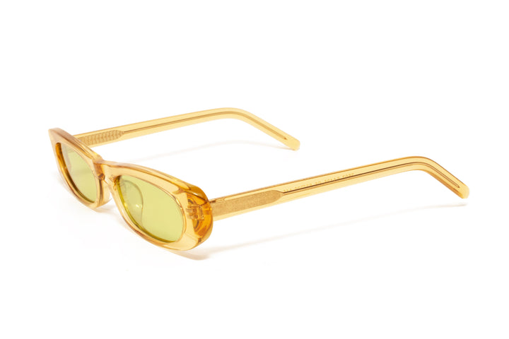 BLAIR crystal yellow / mint green polarized cat-eye sunglasses, top view