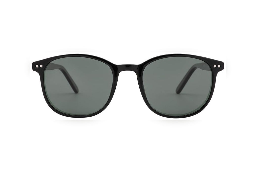 ATLAS black polarized round sunglasses, front view