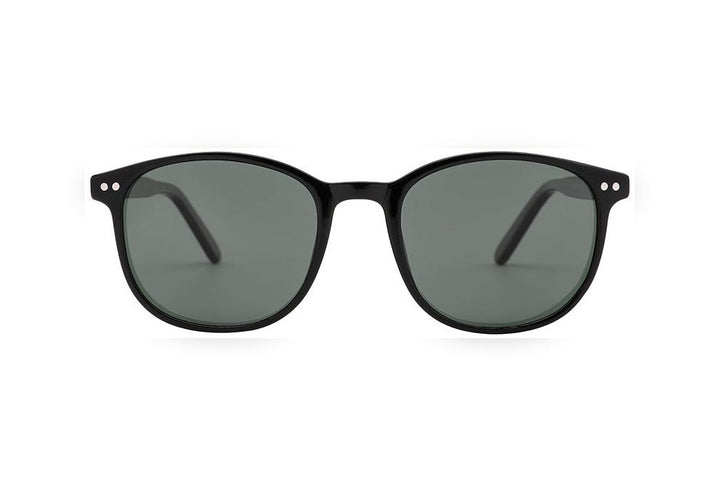 ATLAS black polarized round sunglasses, front view