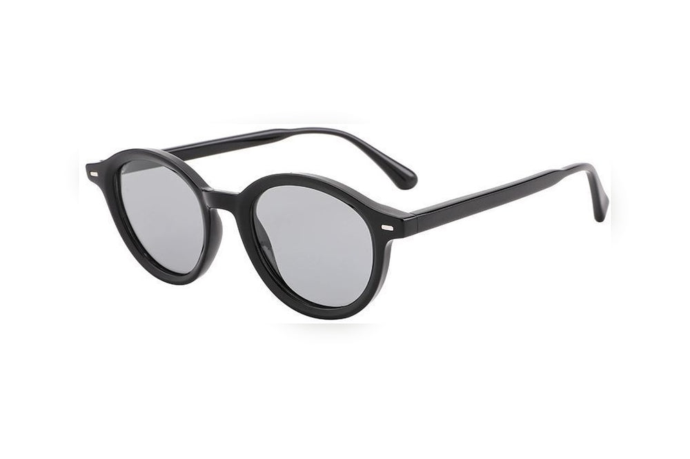 THERON black polarized round sunglasses, top view