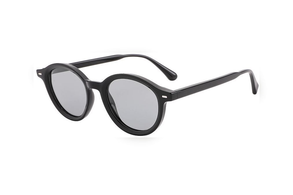 THERON black polarized round sunglasses, top view