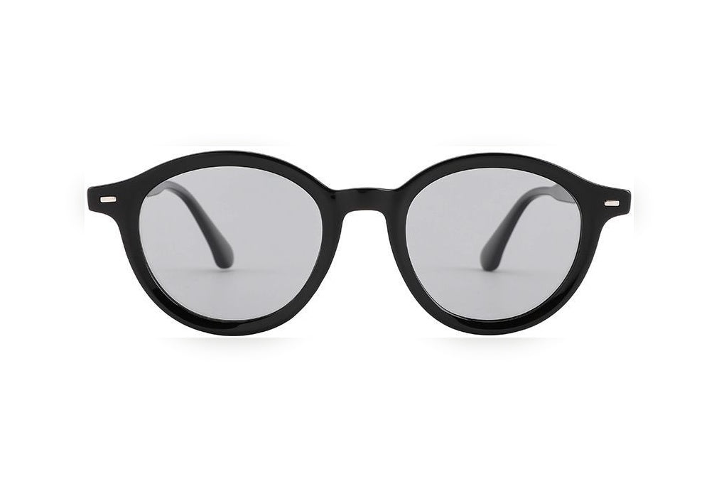 THERON black polarized round sunglasses, front view