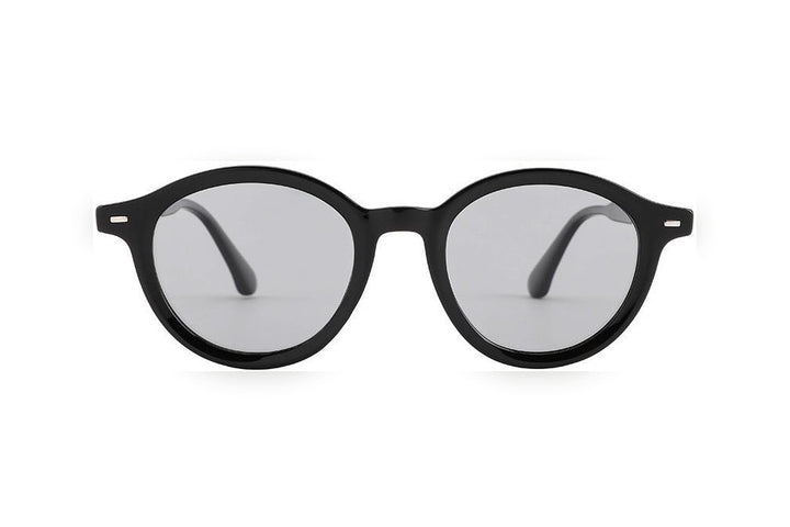 THERON black polarized round sunglasses, front view
