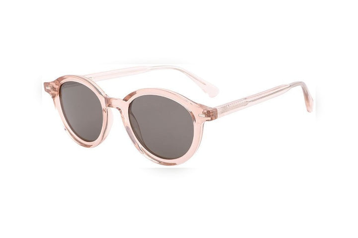 THERON pink crystal polarized round sunglasses, top view
