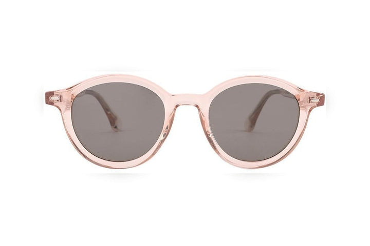 THERON pink crystal polarized round sunglasses, front view