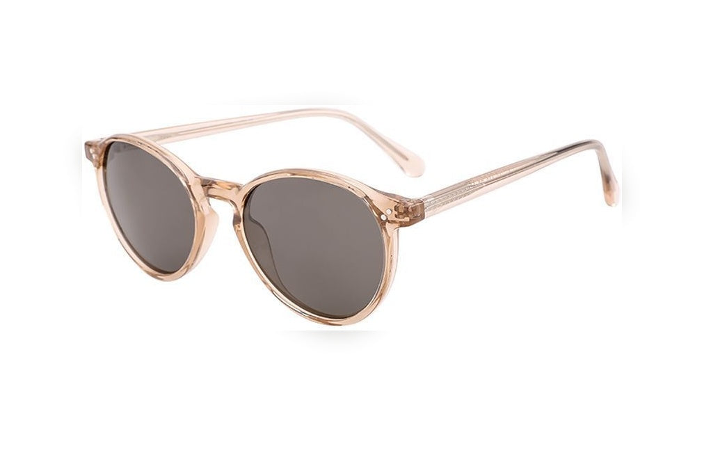 OPAL brown crystal polarized round sunglasses, top view