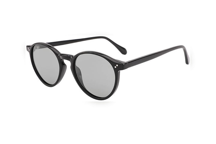 OPAL black polarized round sunglasses, top view
