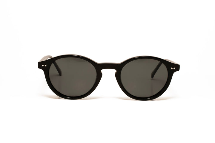 ZURI black polarized round sunglasses, front view