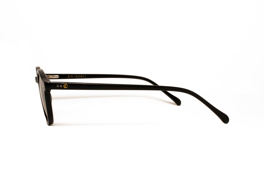 ZURI black polarized round sunglasses, side view