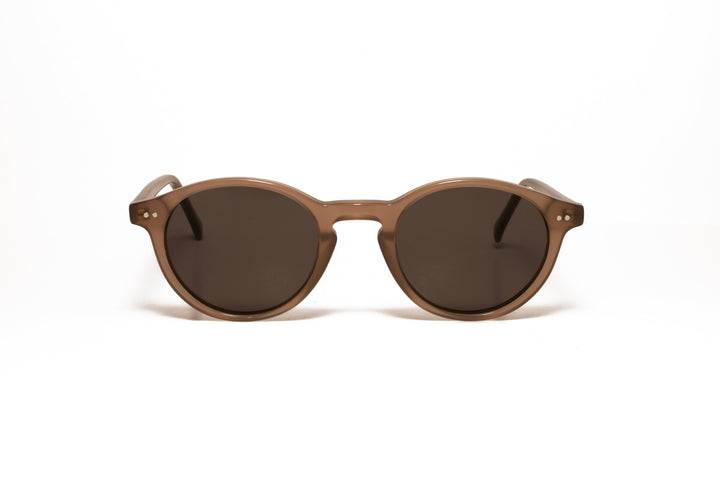 ZURI brown crystal polarized round sunglasses, front view